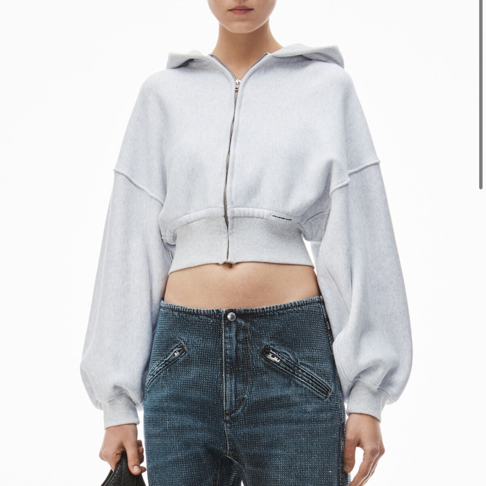 Alexander Wang Light Gray Cropped Hoodie